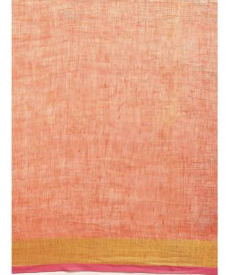 Orange Pure Linen Solid Bhagalpuri Saree 3