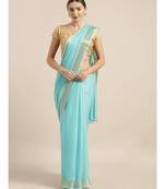 Blue Pure Linen Solid Bhagalpuri Saree