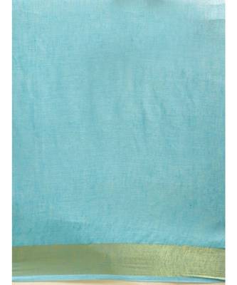 Blue Pure Linen Solid Bhagalpuri Saree 3