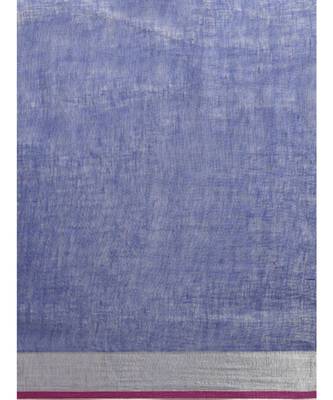 Blue Pure Linen Solid Bhagalpuri Saree 3