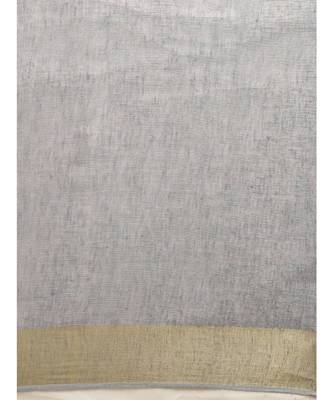 Grey Pure Linen Solid Bhagalpuri Saree 3