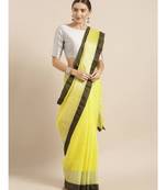 Yellow Pure Linen Solid Bhagalpuri Saree