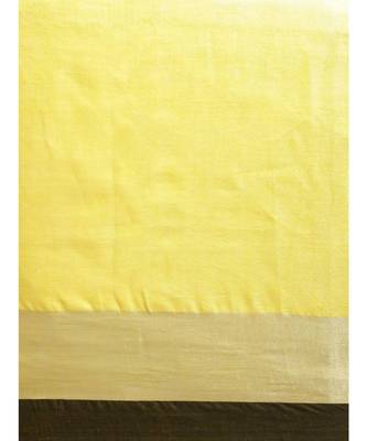 Yellow Pure Linen Solid Bhagalpuri Saree 3