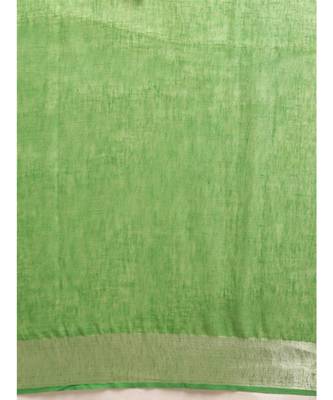 Green Pure Linen Solid Bhagalpuri Saree 3