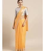 Orange Pure Linen Solid Bhagalpuri Saree