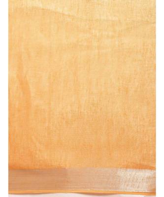 Orange Pure Linen Solid Bhagalpuri Saree 3