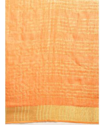 Orange Pure Linen Checked Bhagalpuri Saree 3