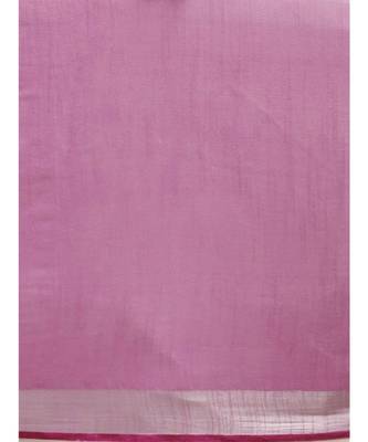 Pink Linen Blend Solid Bhagalpuri Saree 3