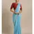 Blue & Silver-Coloured Linen Blend Solid Bhagalpuri Saree