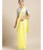 Yellow Linen Blend Solid Bhagalpuri Saree