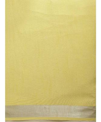 Yellow Linen Blend Solid Bhagalpuri Saree 3