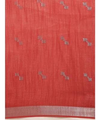 Red Linen Blend Solid Bhagalpuri Saree 3