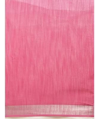 Pink Linen Blend Woven Design Bhagalpuri Saree 3