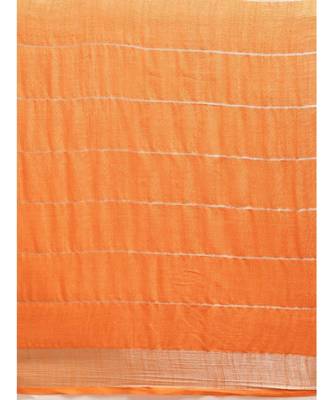 Orange Linen Blend Checked Bhagalpuri Saree 3