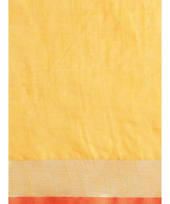 Yellow Pure Linen Solid Bhagalpuri Saree 3