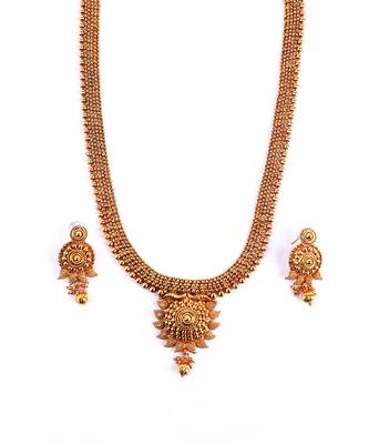 Gold Plated Traditional Designer South Indian Necklace Sets 5