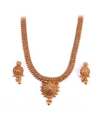 Gold Plated Traditional Designer South Indian Necklace Sets 6