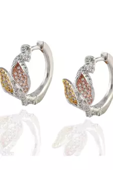 three tone silver base designer leaf motive bali