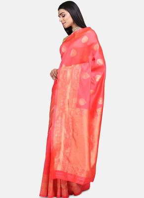 Red Cotton Traditional Saree 3