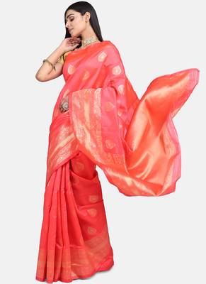 Red Cotton Traditional Saree 4