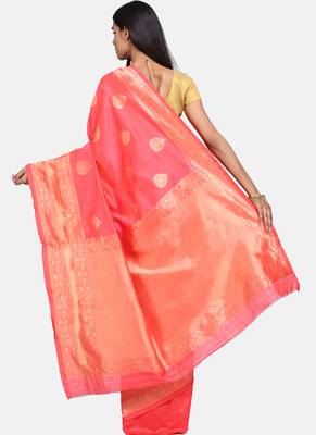 Red Cotton Traditional Saree 5