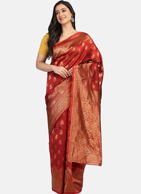 Red  Cotton Traditional Saree 1