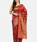 Red  Cotton Traditional Saree