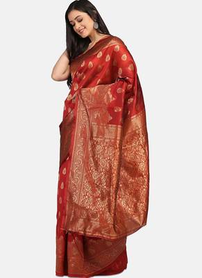 Red  Cotton Traditional Saree 3