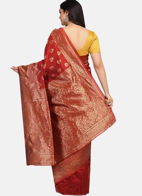 Red  Cotton Traditional Saree 4