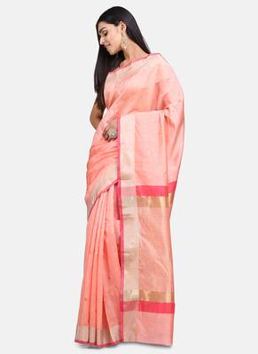 Light Pink Cotton Traditional Saree 4