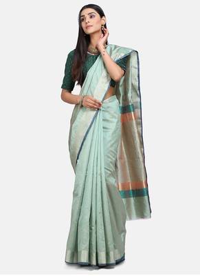 Teal Green Cotton Traditional Saree 1