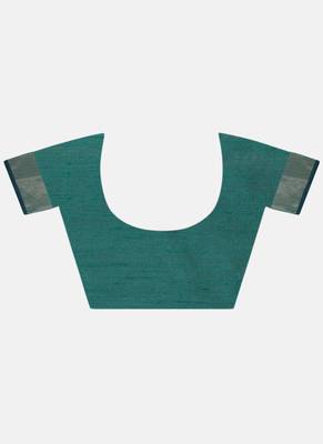 Teal Green Cotton Traditional Saree 5
