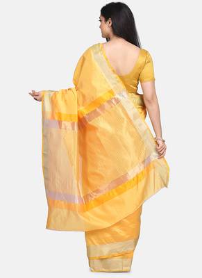 Yellow Cotton Traditional Saree 5