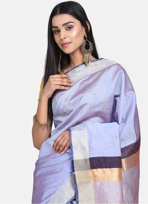 Purple Grey  Cotton Traditional Saree 3