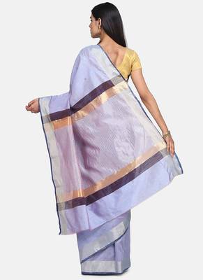 Purple Grey  Cotton Traditional Saree 5