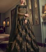 Stylee Lifestyle Black Net Embroidered Dress Material