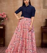 Pink plain silk Semi Stitched bridal lehenga