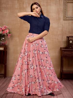 Pink plain silk Semi Stitched bridal lehenga 3