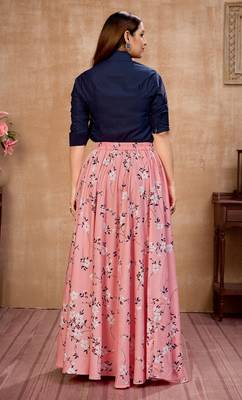 Pink plain silk Semi Stitched bridal lehenga 4