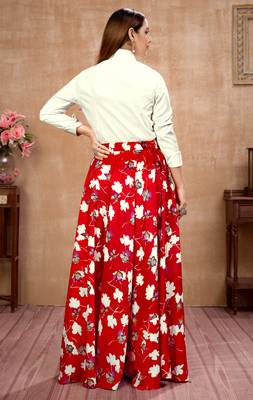 Red plain silk Semi Stitched bridal lehenga 4