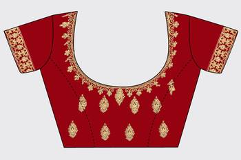 Red embroidered velvet semi stitched lehenga 4