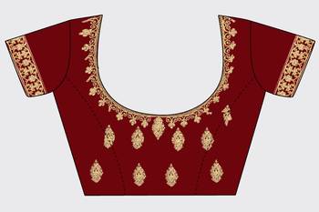 Maroon embroidered velvet semi stitched lehenga 4
