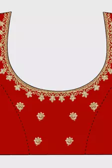 Red embroidered velvet semi stitched lehenga