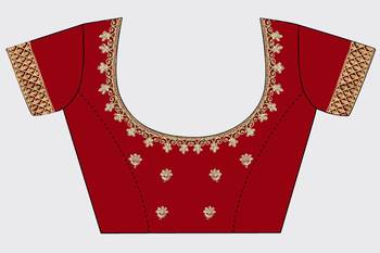 Maroon embroidered velvet semi stitched lehenga 4