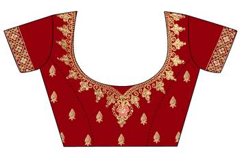 Red embroidered velvet semi stitched lehenga 4