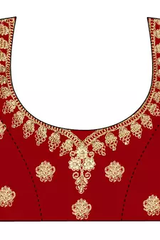 Red embroidered velvet semi stitched lehenga