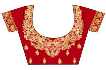 Red embroidered velvet semi stitched lehenga 4