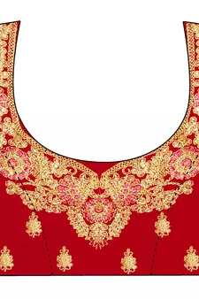 Red embroidered velvet semi stitched lehenga