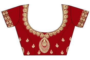 Red embroidered velvet semi stitched lehenga 4