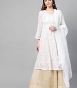 White embroidered georgette embroidered-kurtis